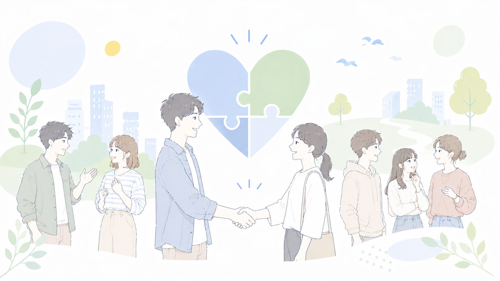 惚れ合う採用 - 企業と求職者の出会いを象徴するイラスト
